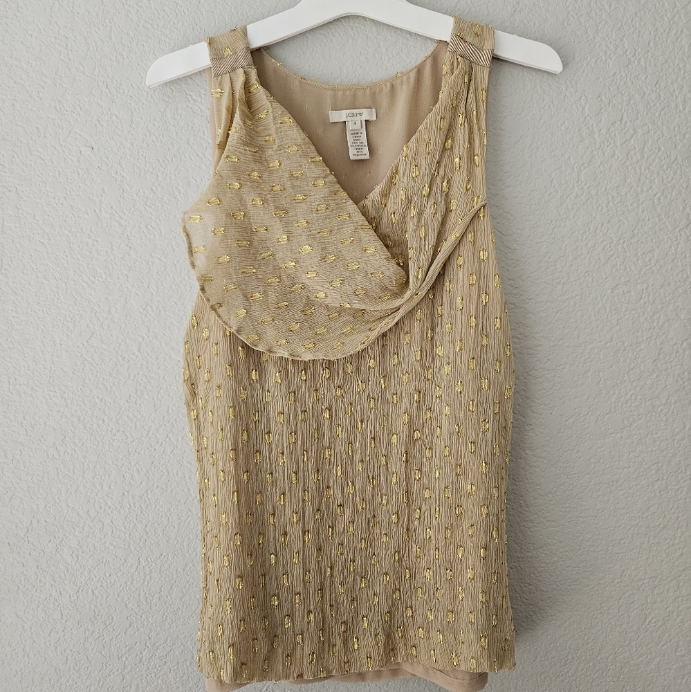 J.Crew Metallic Silk Dot Tank Top (Size 8)